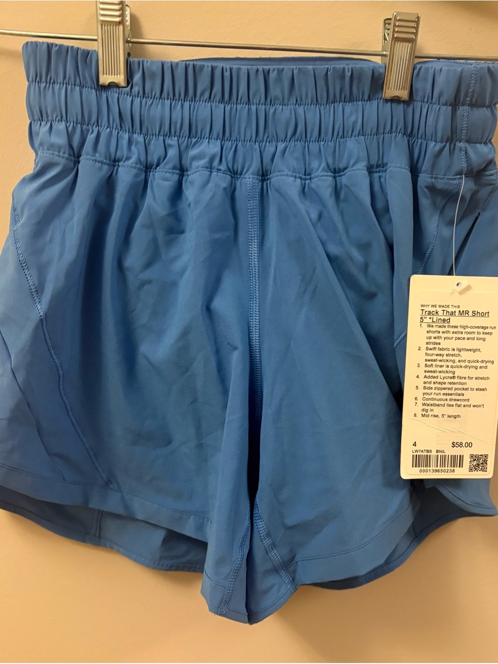 NWT lululemon Track That MR Short 5” Lined Blue Size 4